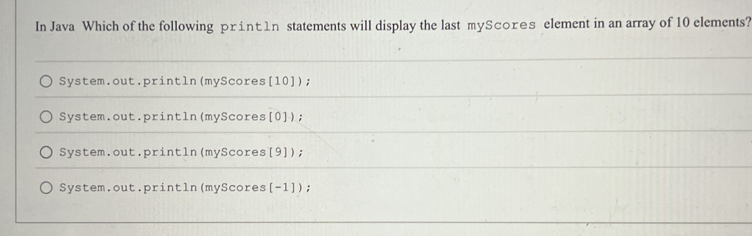 In Java Which of the following println statements