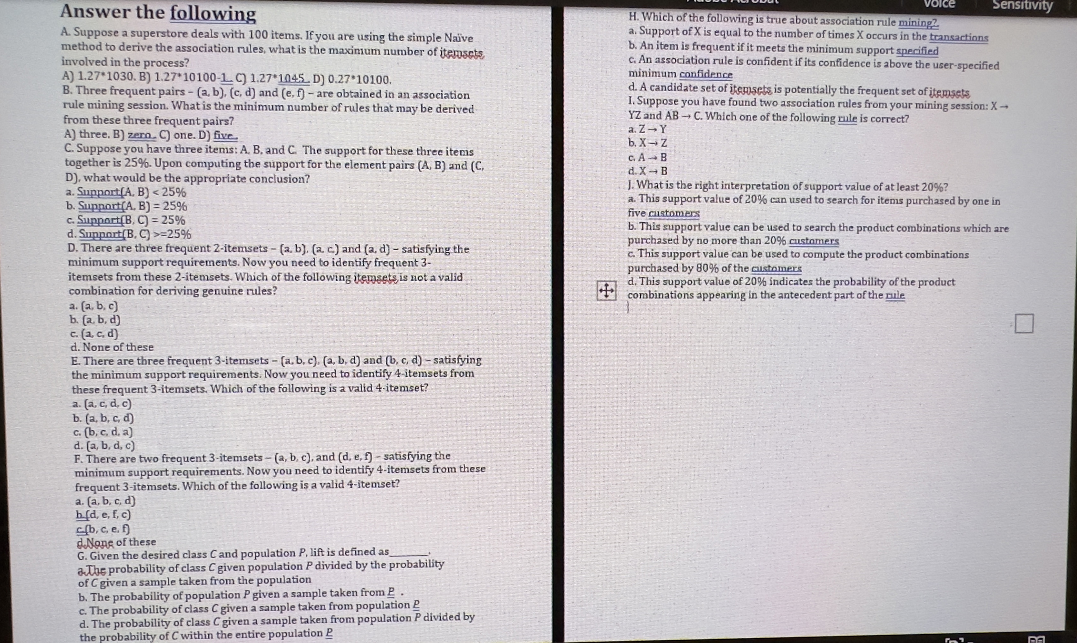 Answer the following A . Suppose a superstore