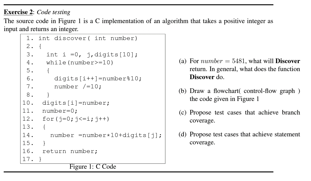 Exercise 2 : Code testing The source code in