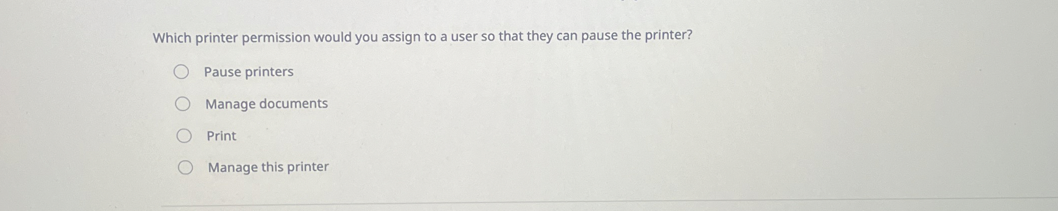 Which printer permission would you assign to a