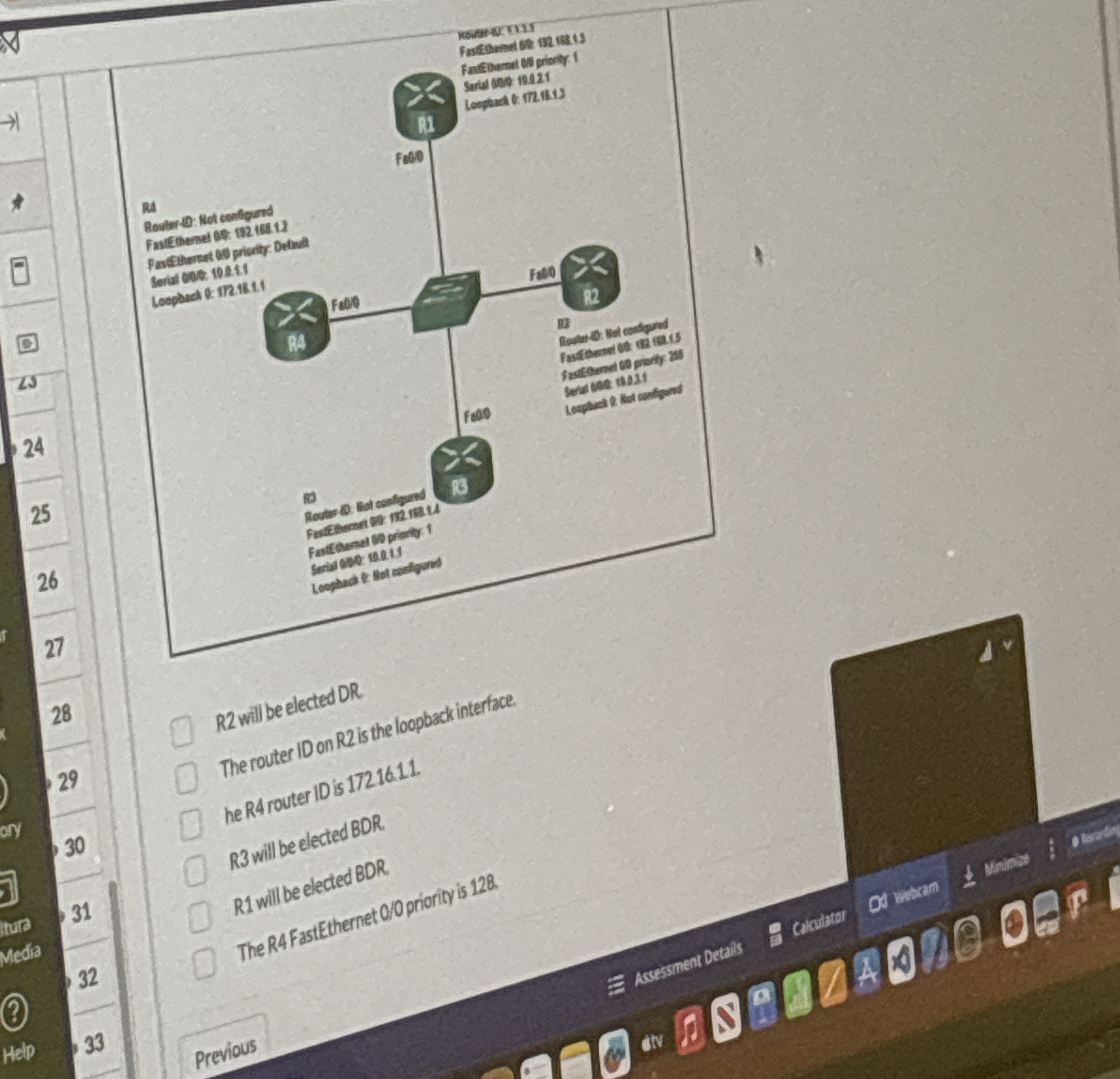 R 2 will be elected D R The router 1 D on R 2 is