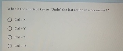 What is the shortcut key to "Undo" the last