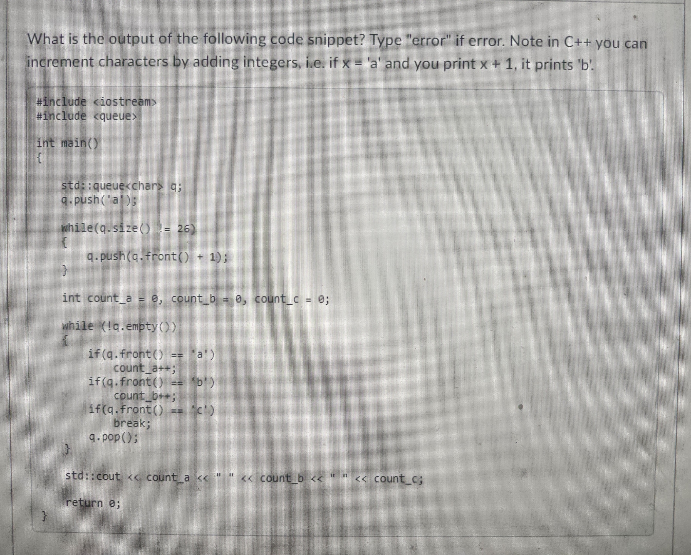 What is the output of the following code snippet?