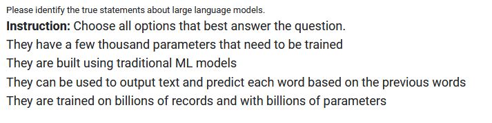 Please identify the true statements about large