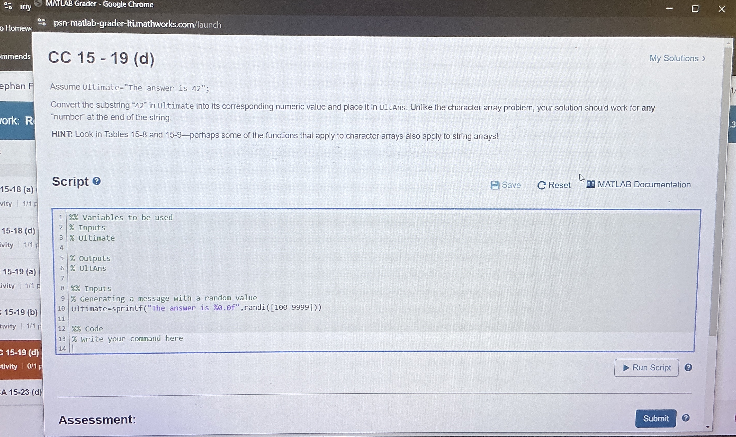 CC 1 5 - 1 9 ( d ) Assume Ultimate = "The answer