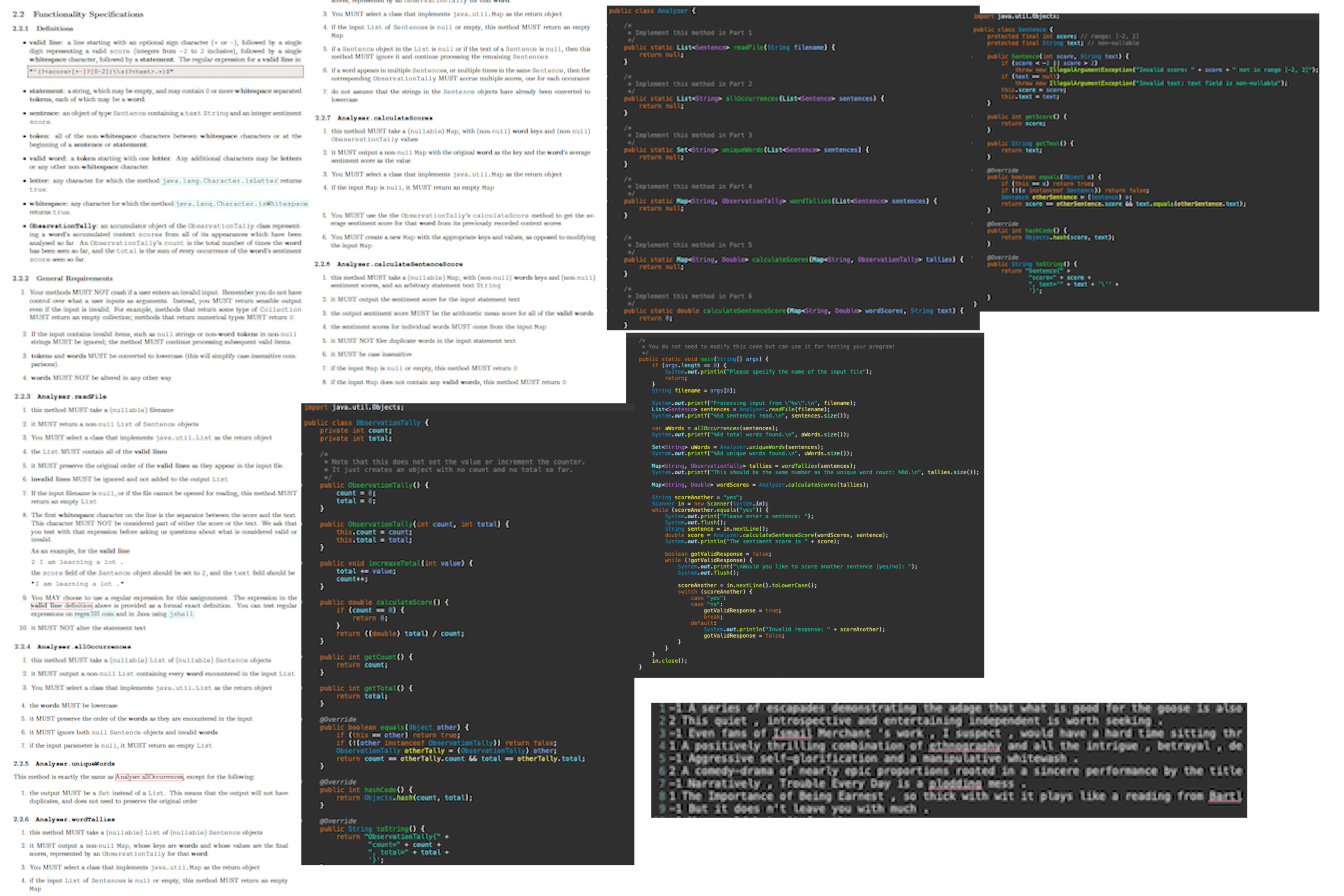 Please complete the analyzer class implementation