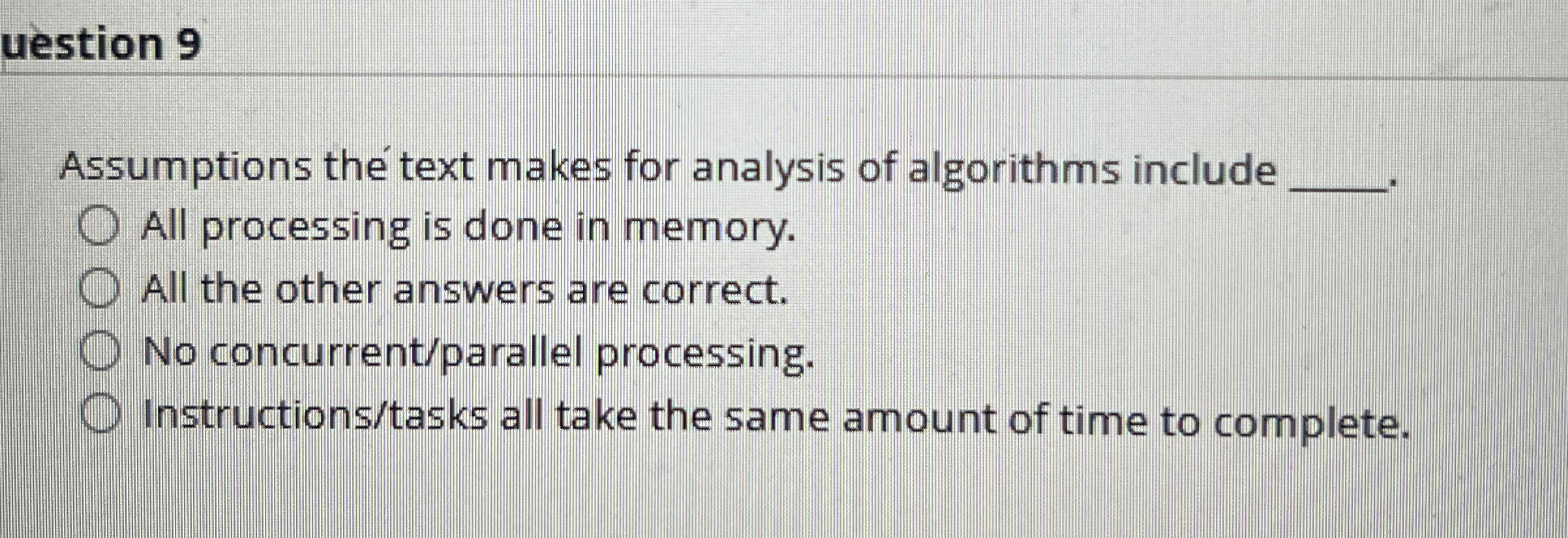 Assumptions the text makes for analysis of