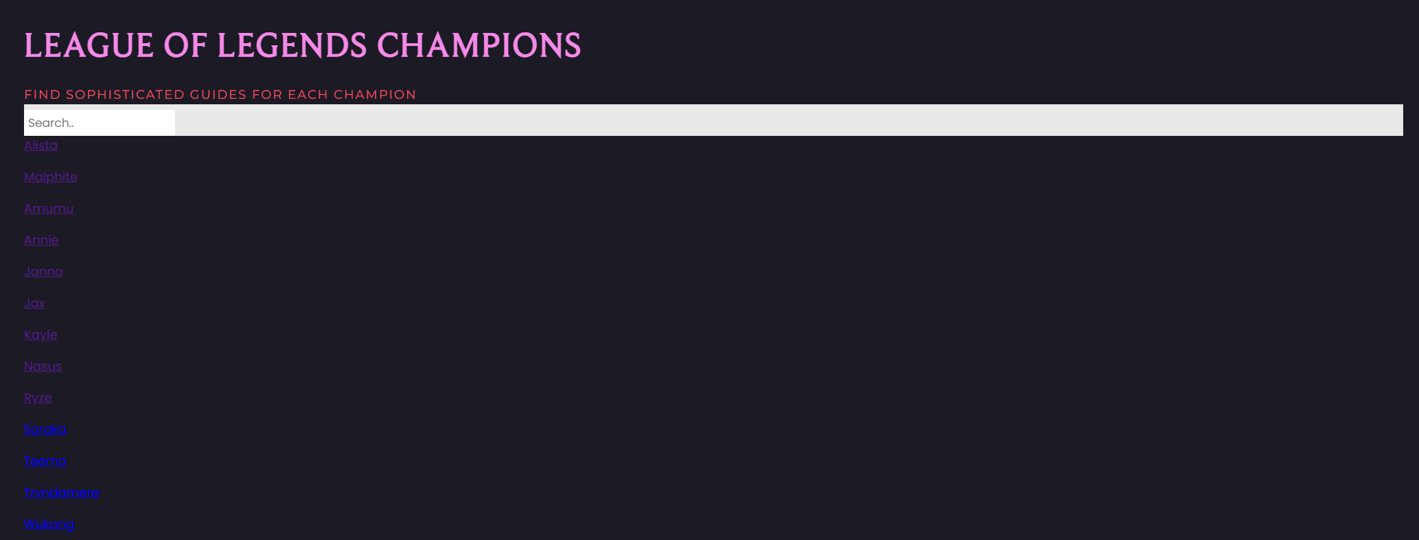 i want the search tab work that it can search for