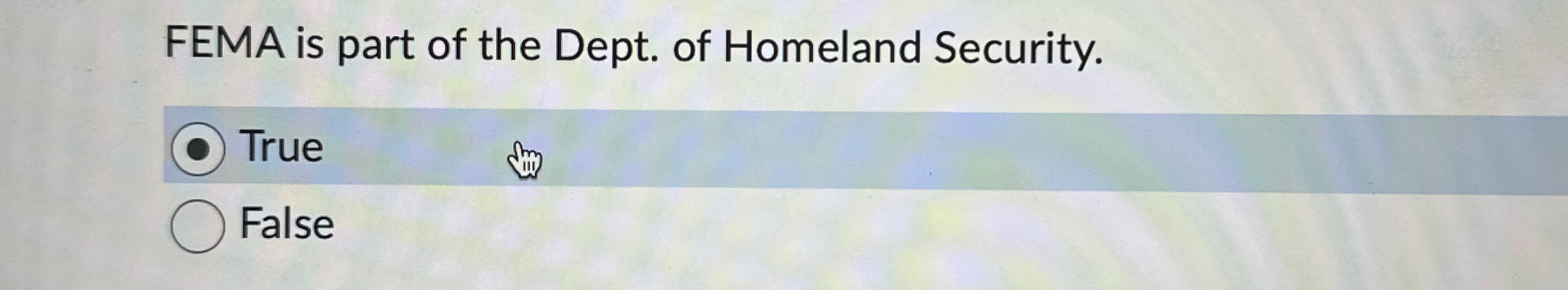 FEMA is part of the Dept. of Homeland Security.