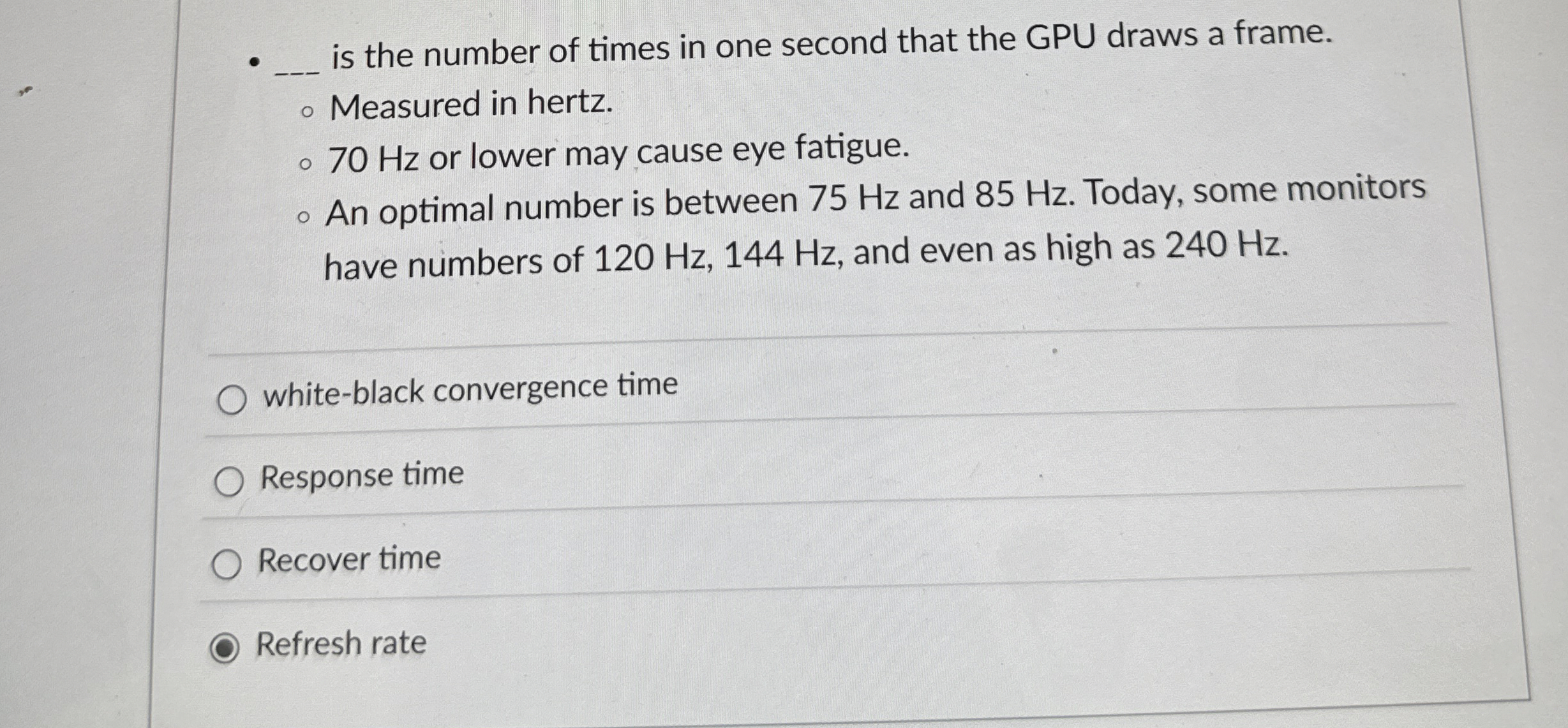 is the number of times in one second that the GPU