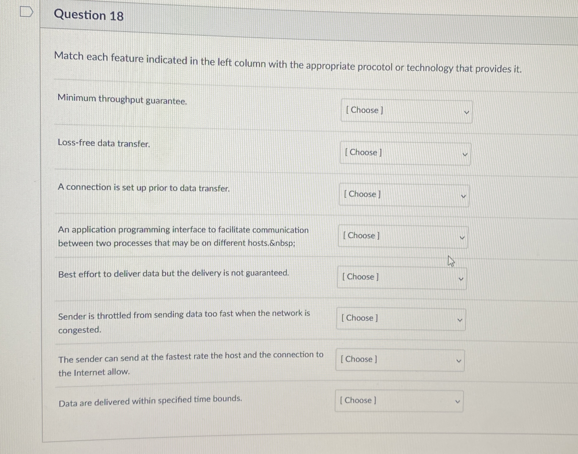 Question 1 8 Match each feature indicated in the