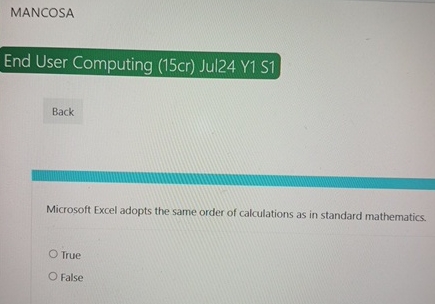 MANCOSA End User Computing ( 1 5 cr ) Jul 2 4 Y 1