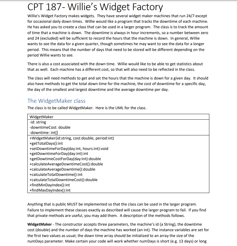 CPT 1 8 7 - Willie's Widget Factory Willie's