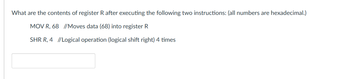 What are the contents of register R after