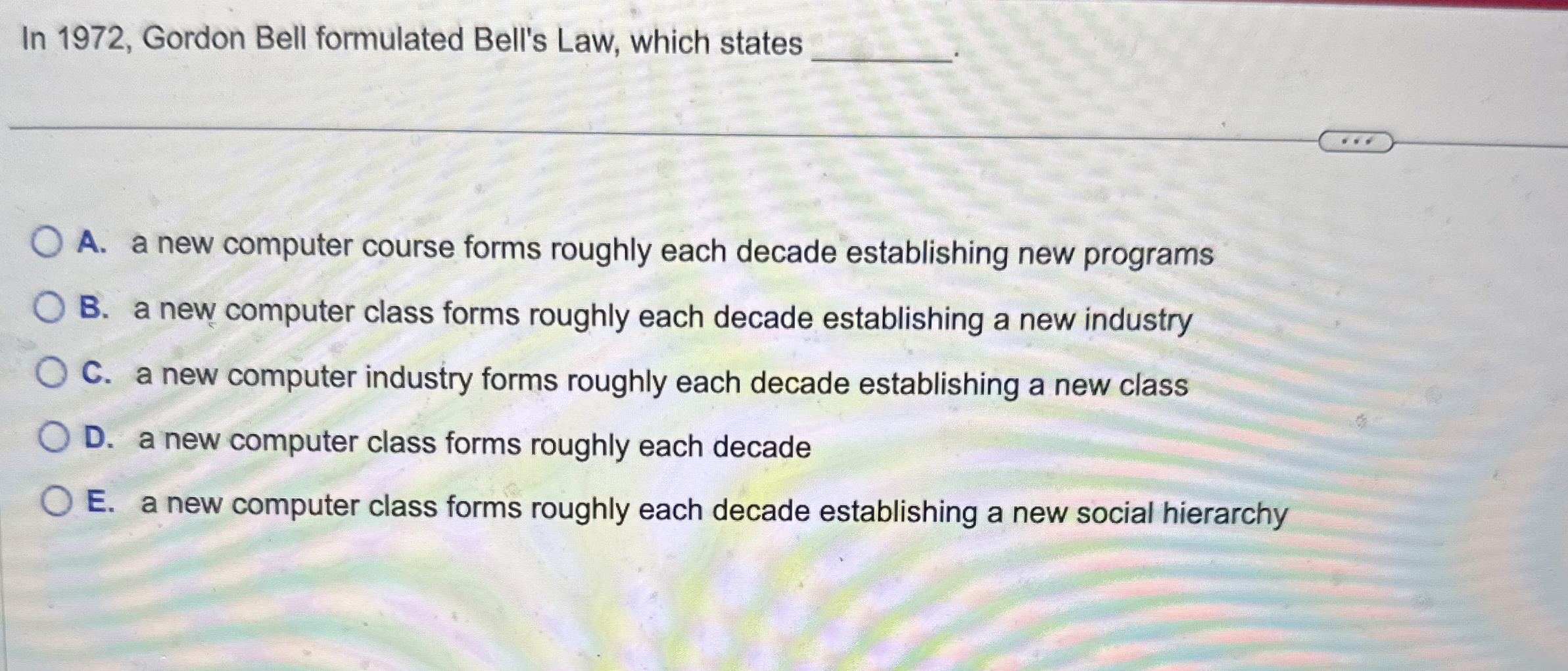 In 1 9 7 2 , Gordon Bell formulated Bell's Law,