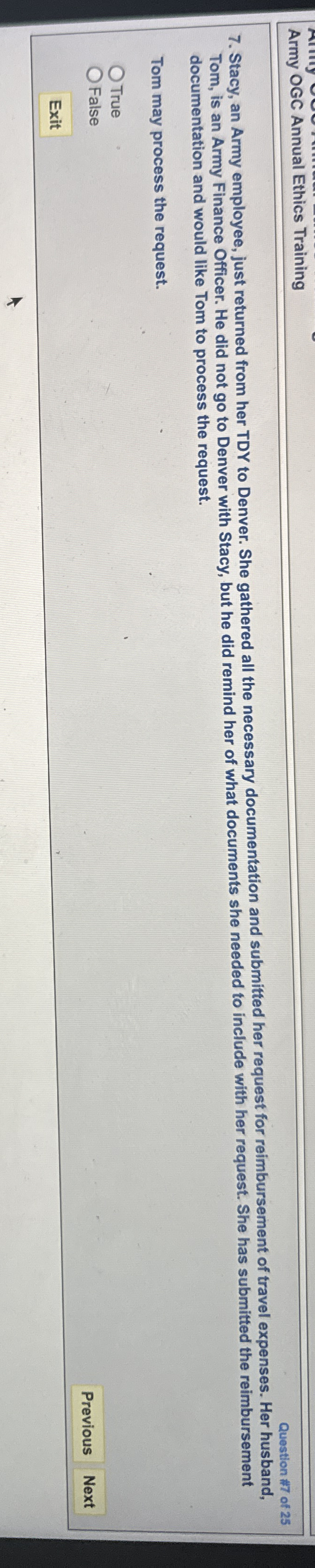 Army OGC Annual Ethics Training Stacy, an Army