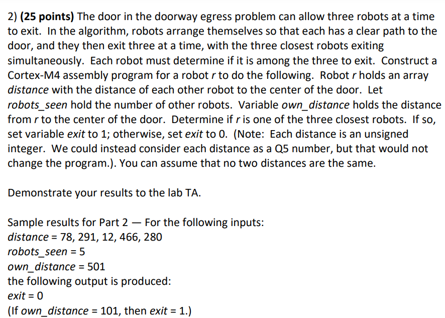 2 ) ( 2 5 points ) The door in the doorway egress