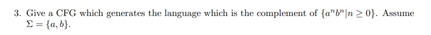 Give a CFG which generates the language which is