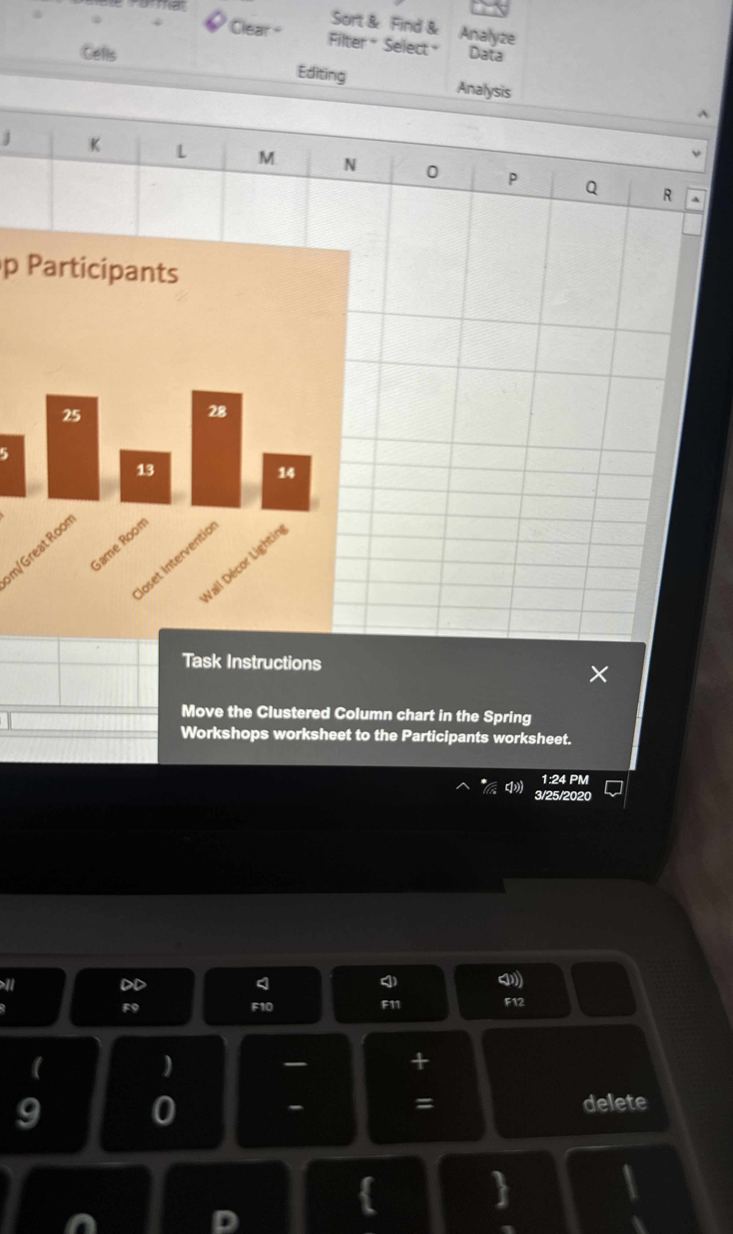 Task Instructions Move the Clustered Column chart