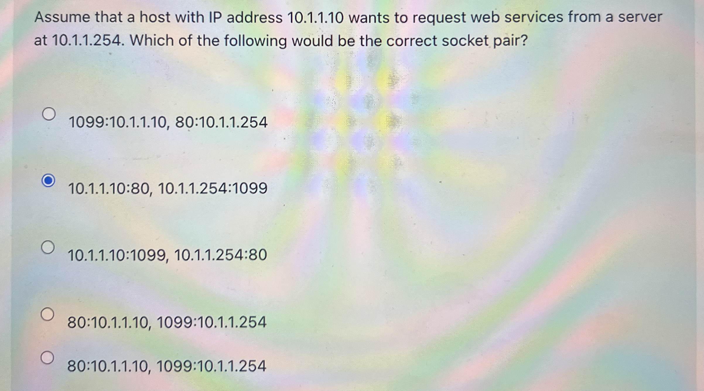 Assume that a host with IP address 1 0 . 1 . 1 .