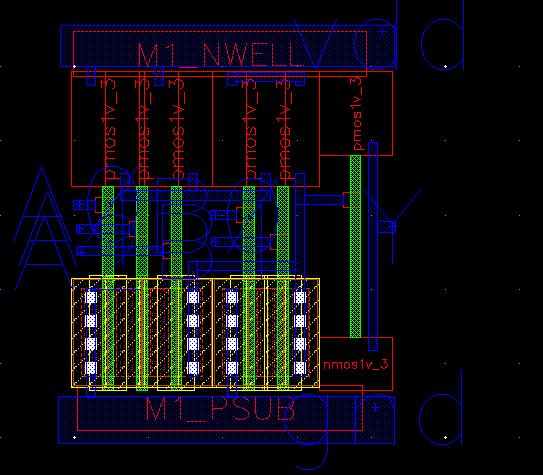 Draw the schematics of the CMOS layouts in the