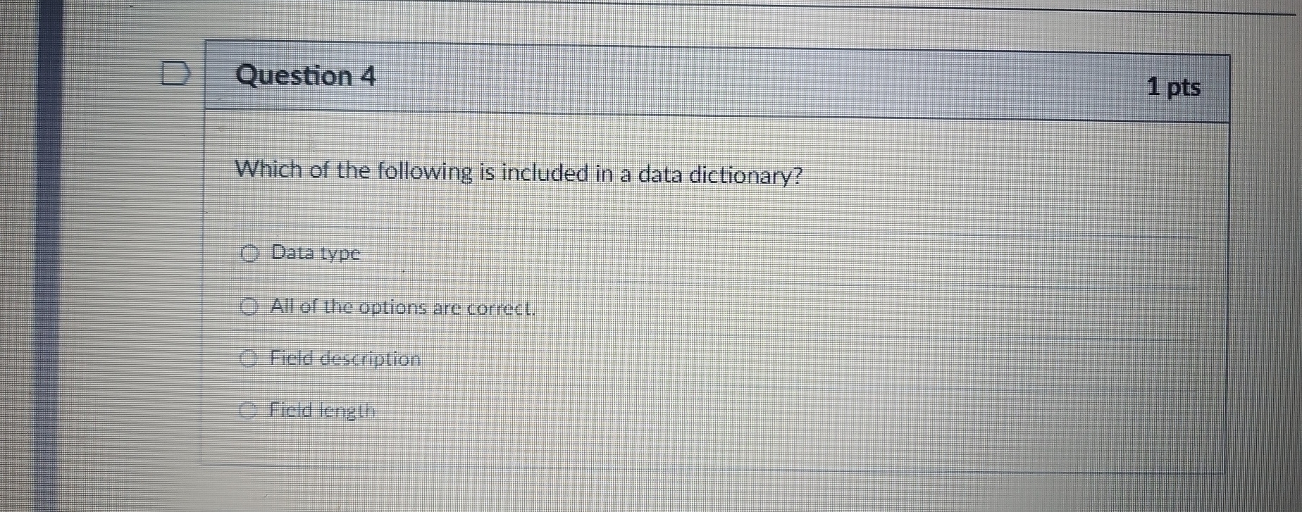 Question 4 Which of the following is included in