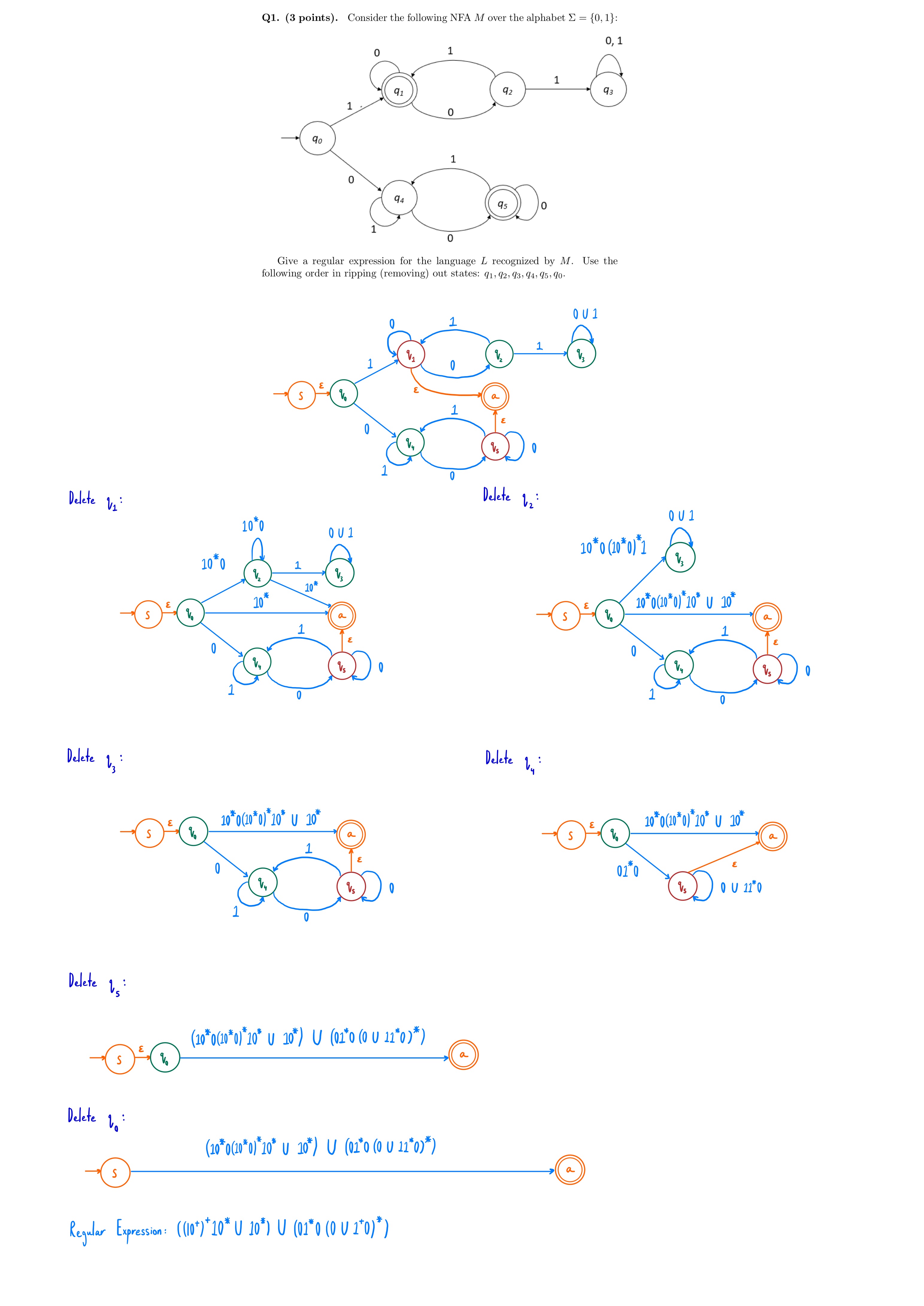 Consider the following NFA M over the alphabet =