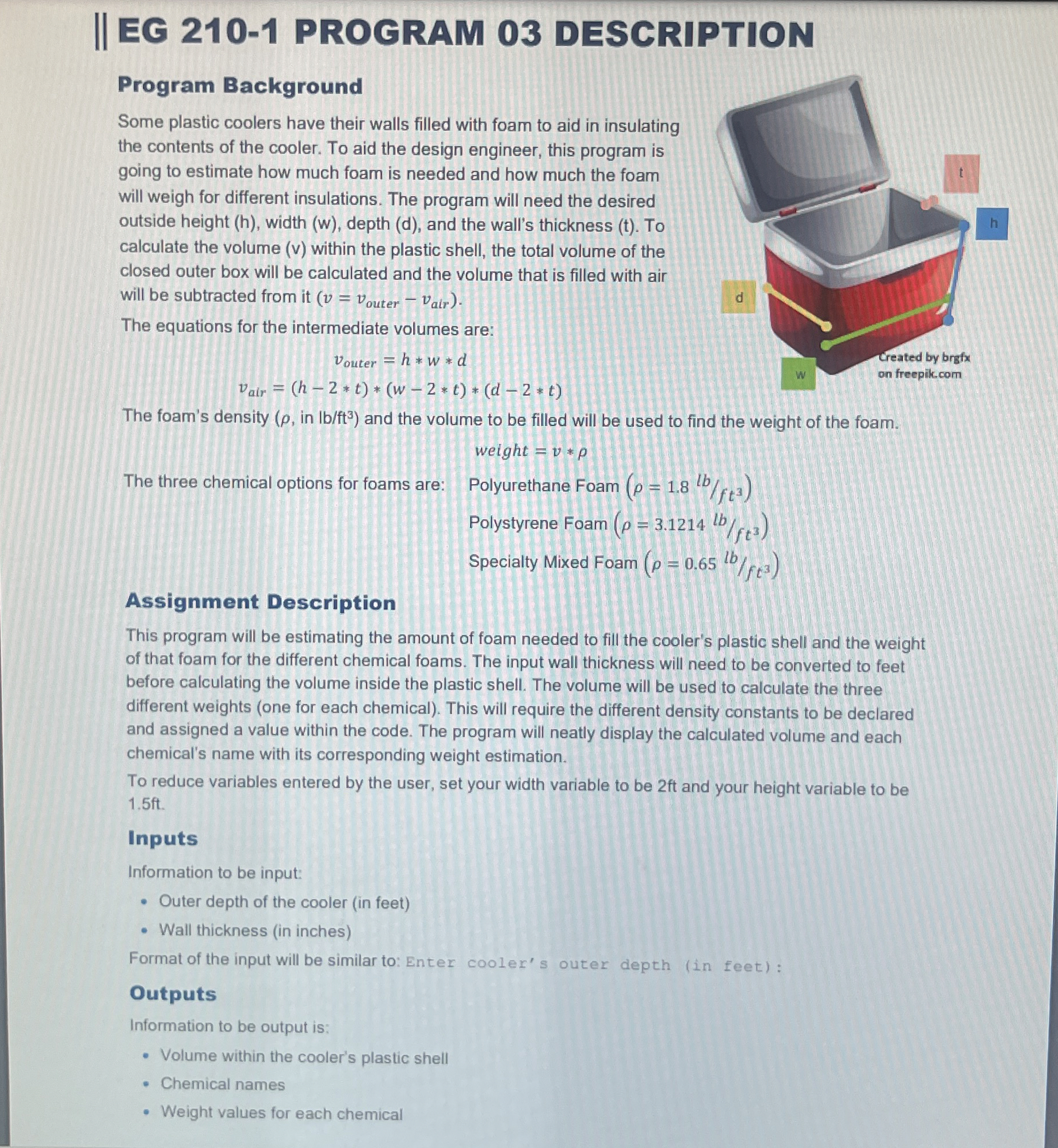 Program Background Some plastic coolers have