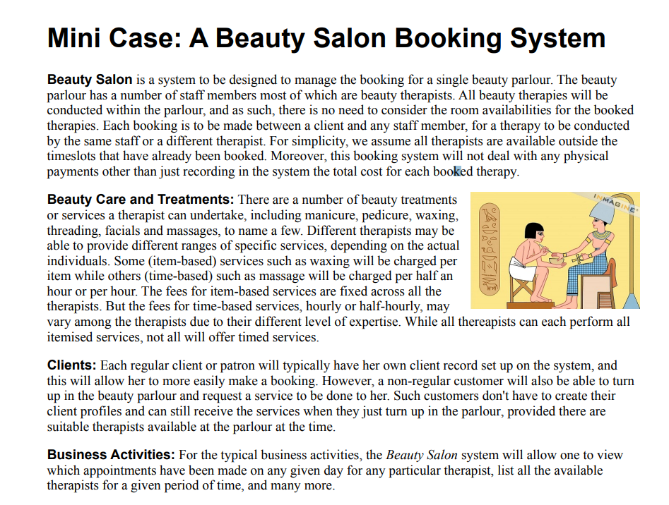 Mini Case: A Beauty Salon Booking System Beauty