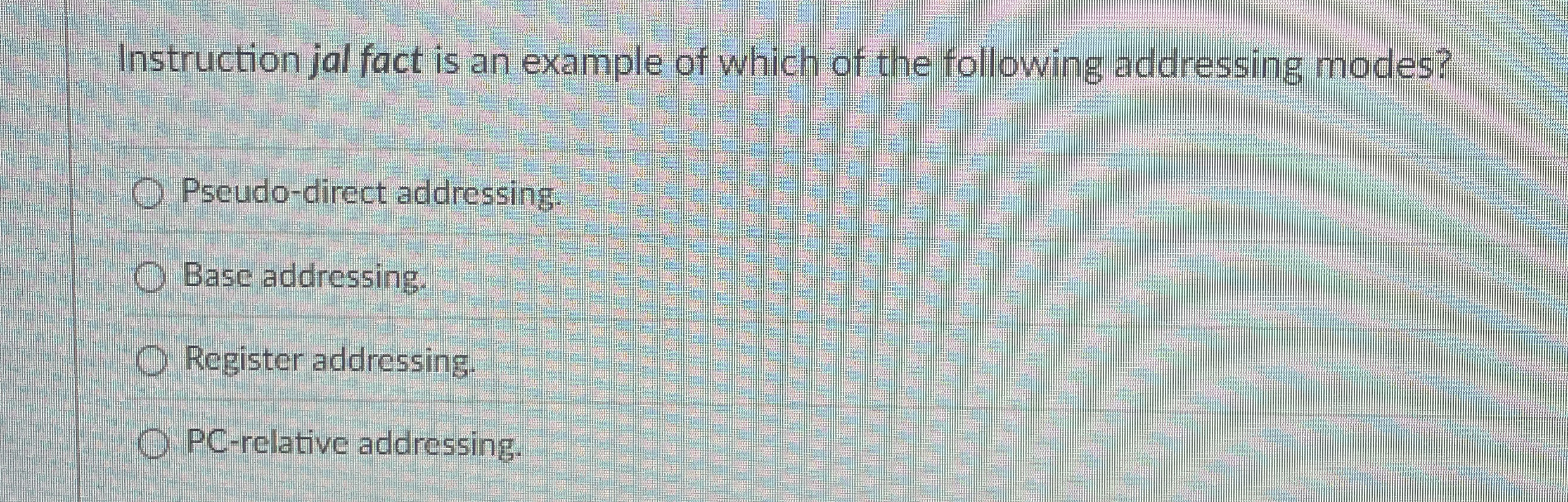 Instruction jal fact is an example of which of