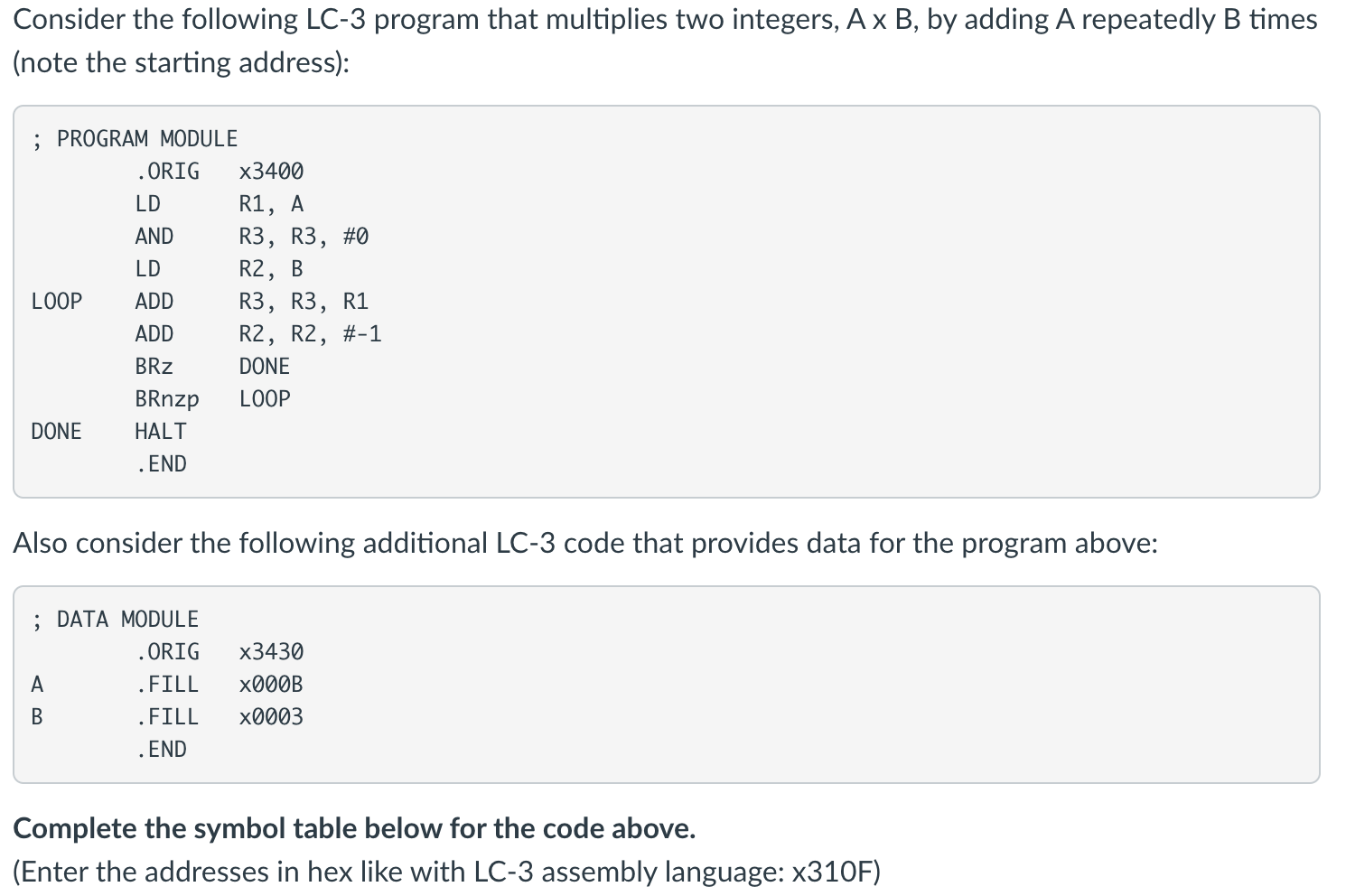 I want to know how to get the addresses for Loop