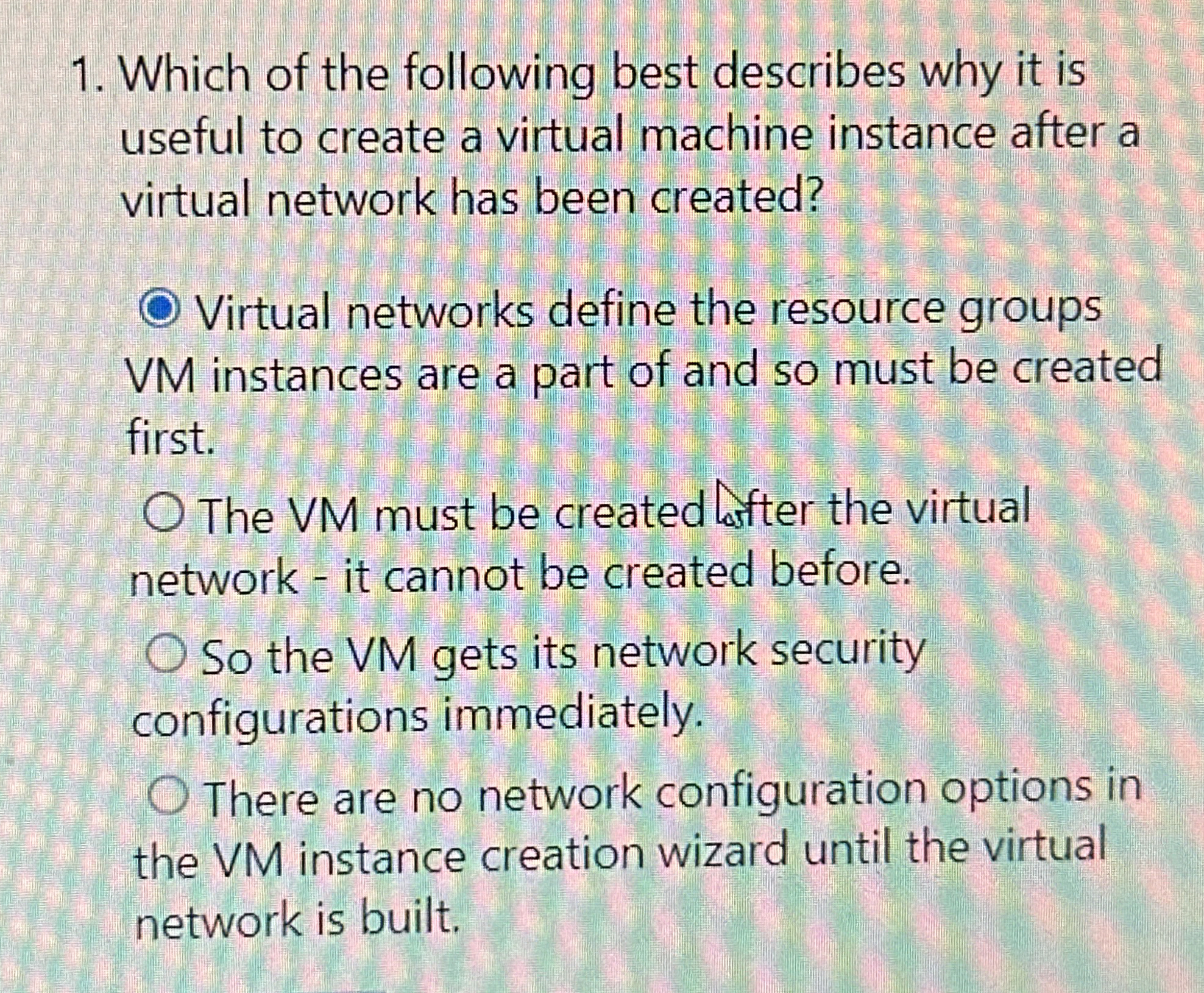 Which of the following best describes why it is