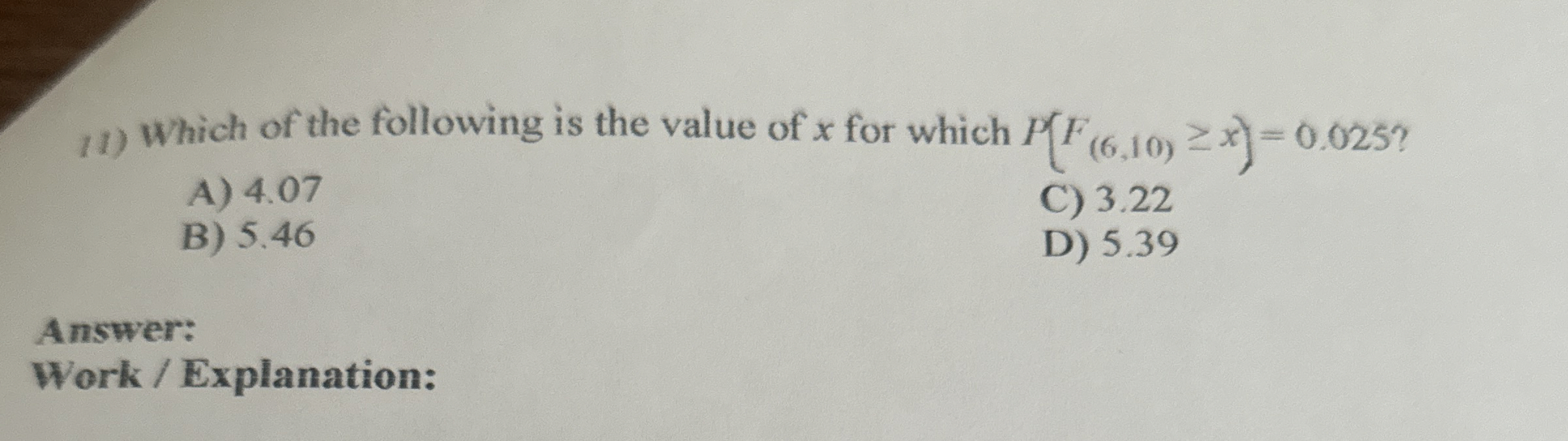 Which of the following is the value of x for