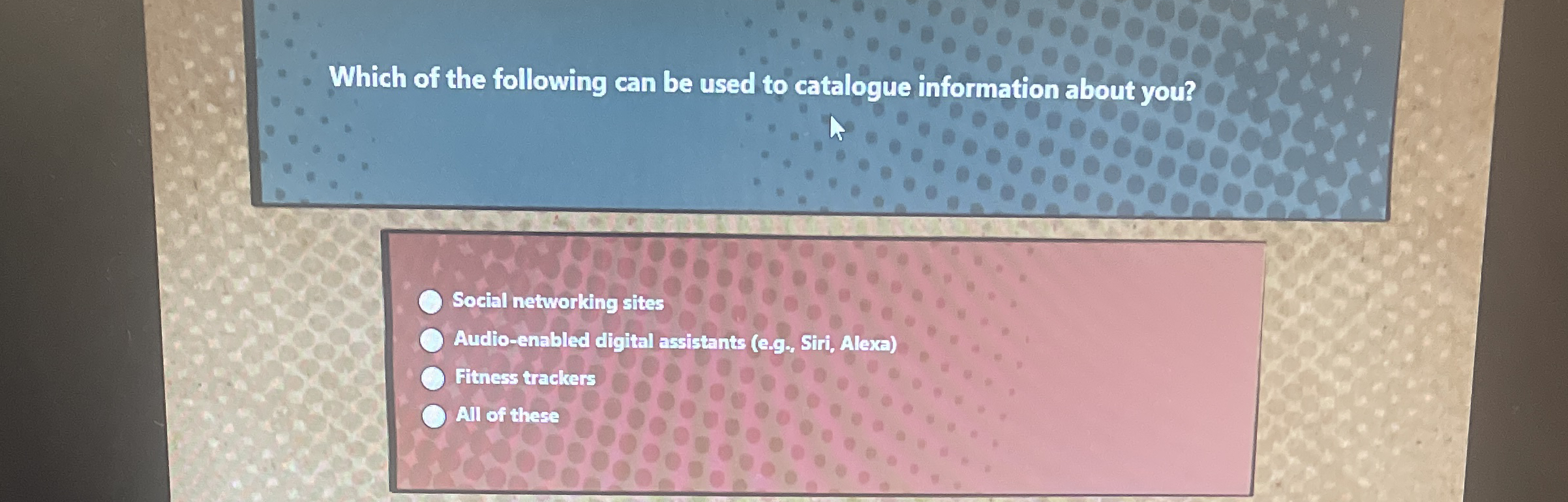 Which of the following can be used to catalogue