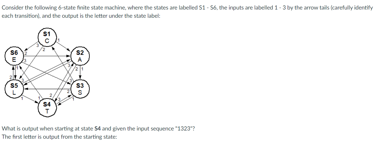 Consider the following 6 - state finite state
