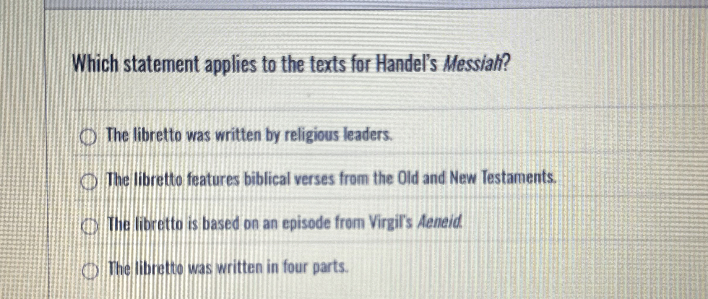 Which statement applies to the texts for Handel's