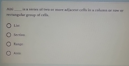 A ( n ) is a series of two or more adjacent cells