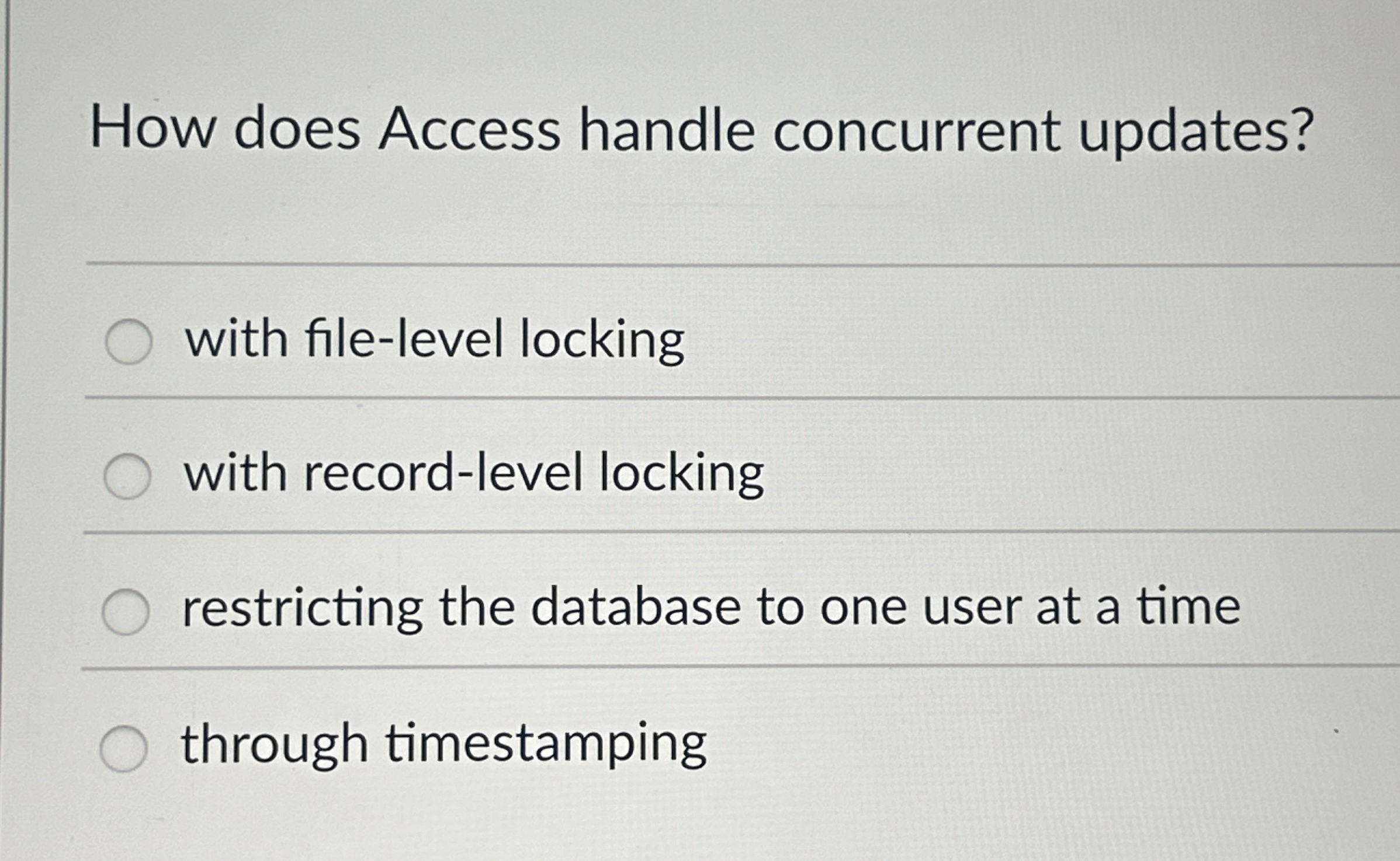 How does Access handle concurrent updates? with