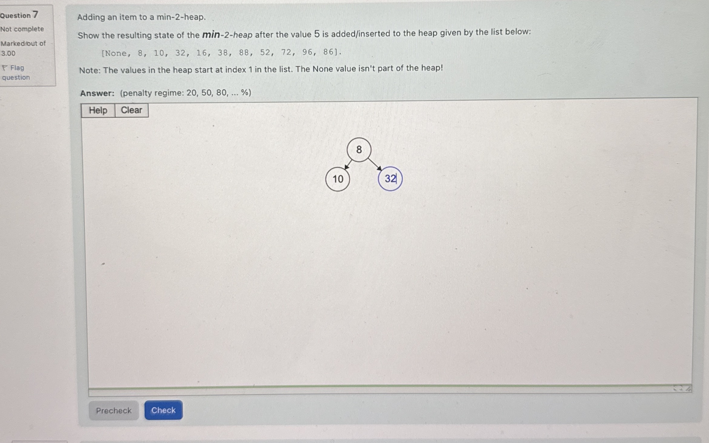 Adding an item to a min - 2 - heap. Show the