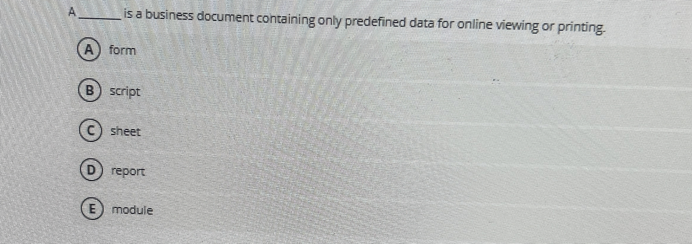A q , is a business document containing only