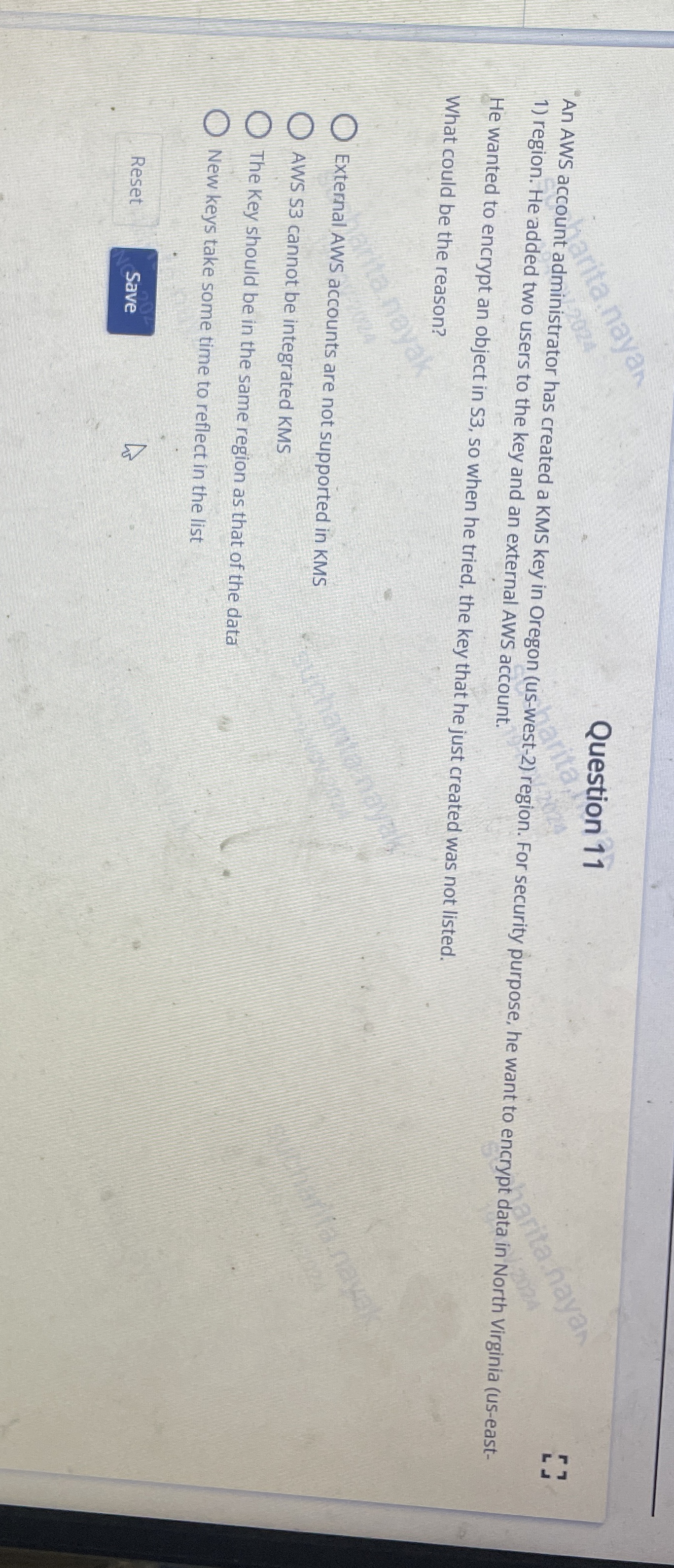 Question 1 1 An AWS account administrator has