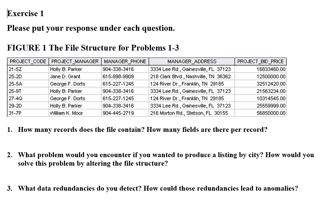 Exercise 1 Identify and discuss the serious data