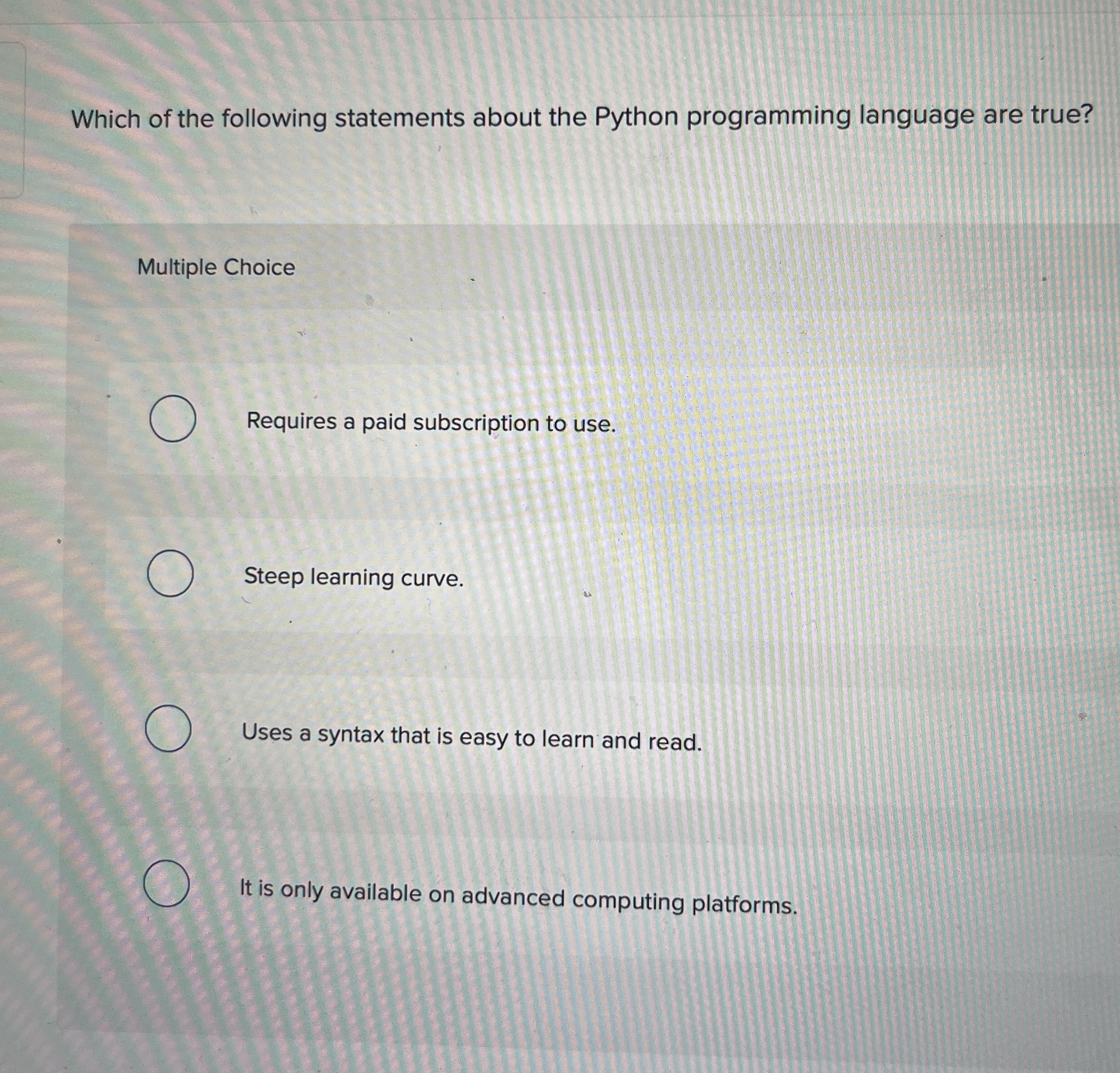 Which of the following statements about the