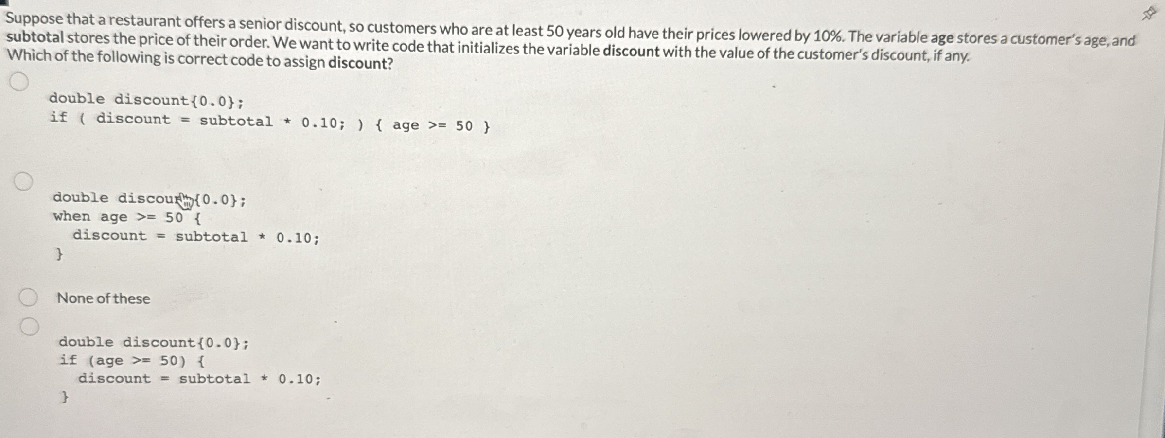 Suppose that a restaurant offers a senior