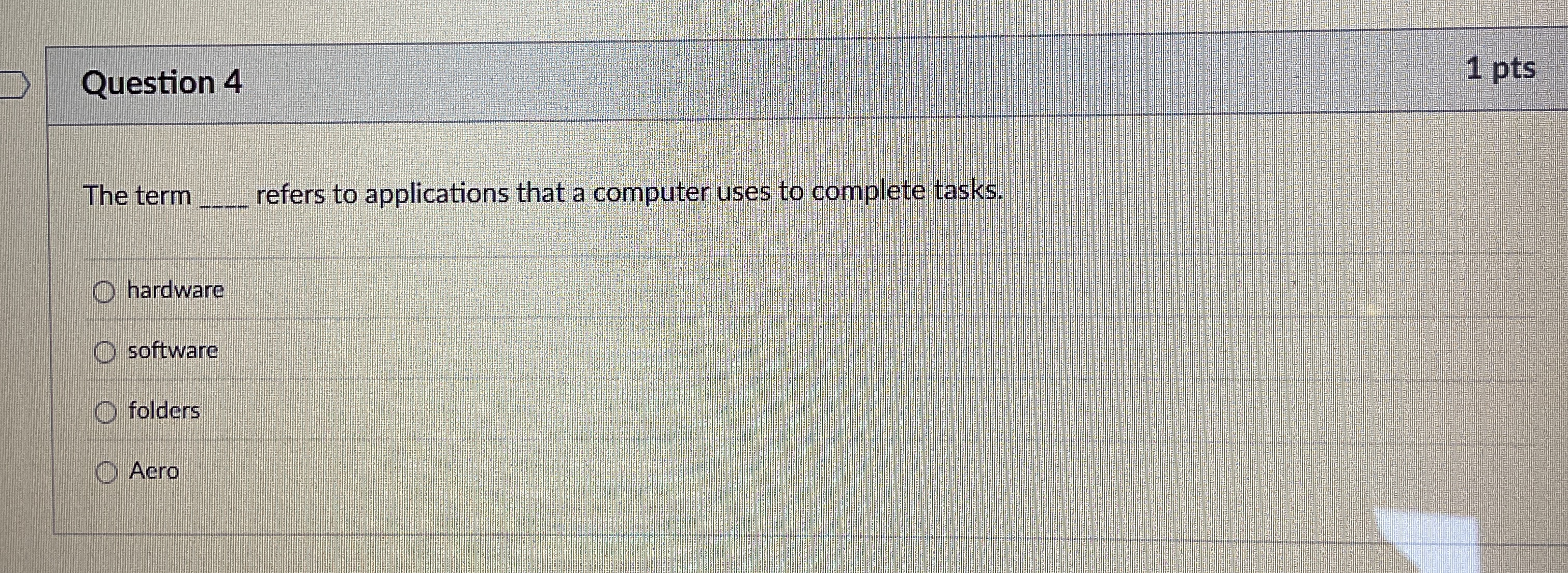 Question 4 1 pts The term q , refers to