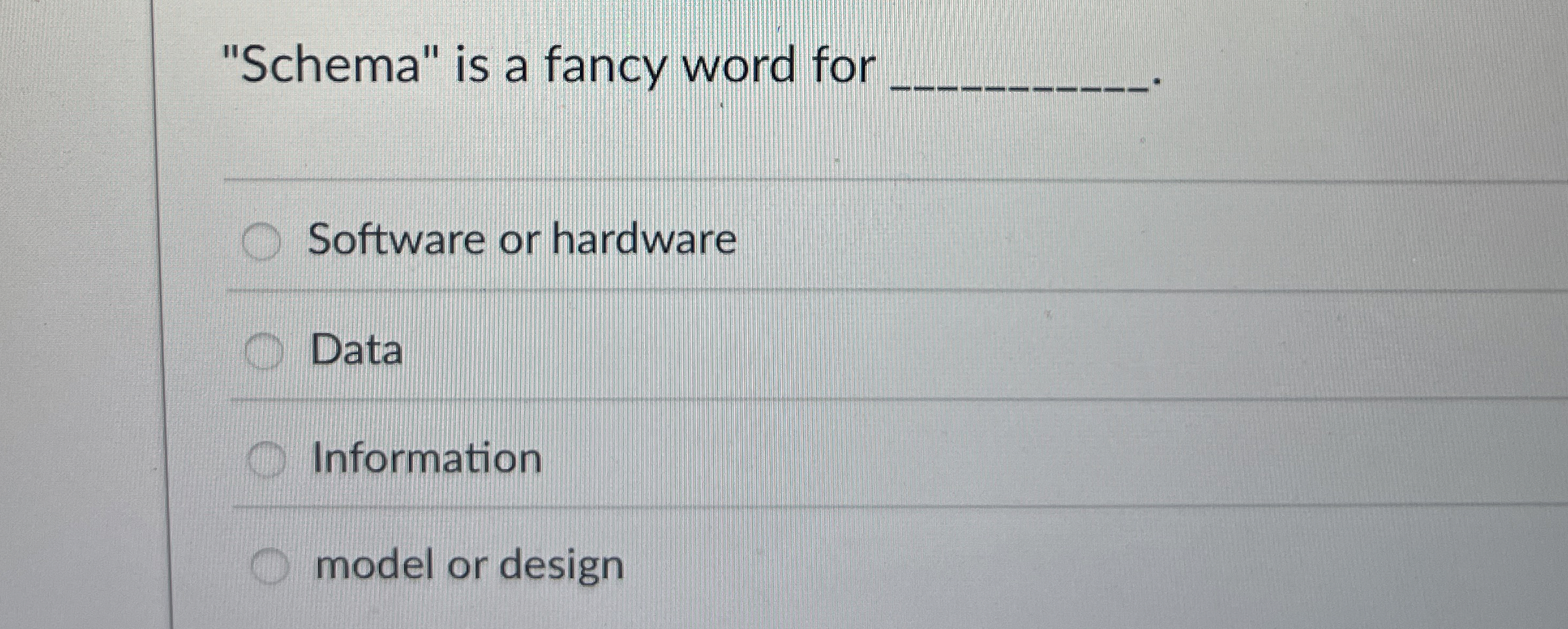 "Schema" is a fancy word for Software or hardware