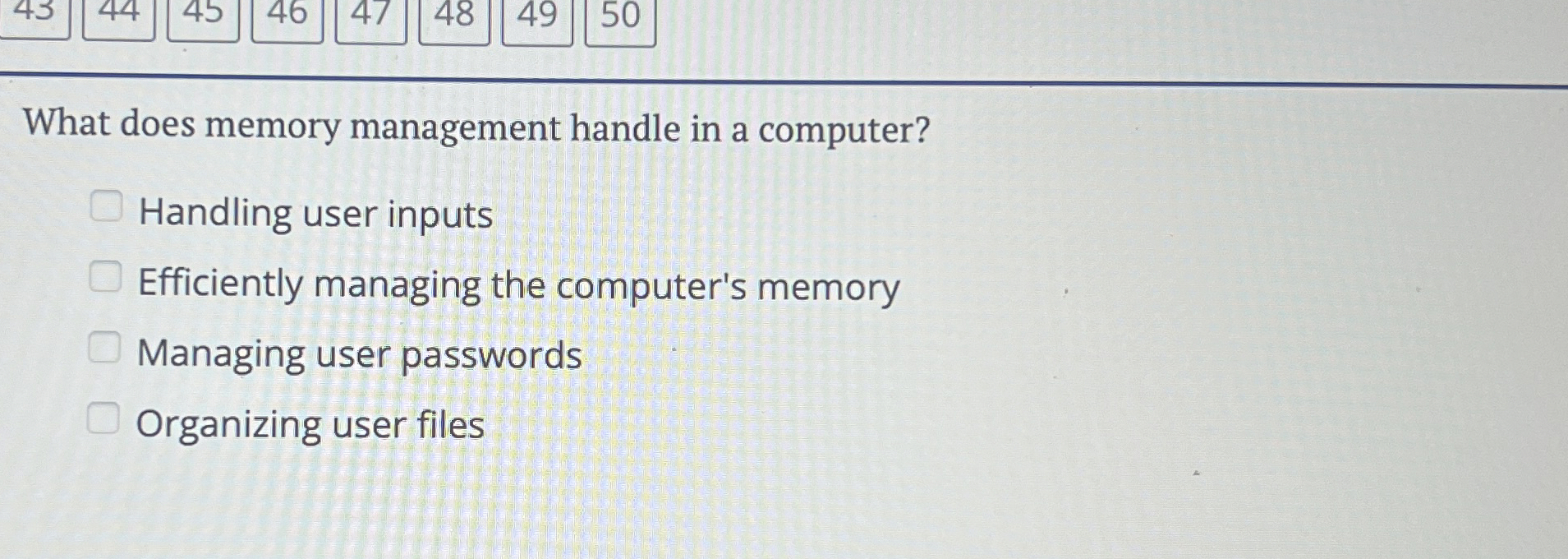 What does memory management handle in a computer?