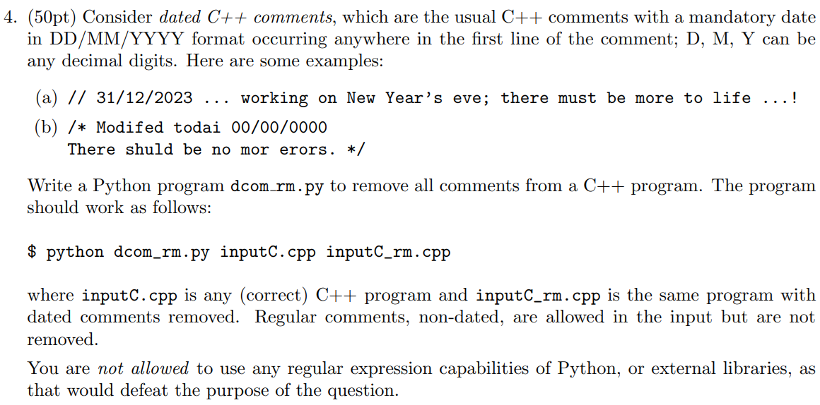 ( 5 0 pt ) Consider dated C + + comments, which