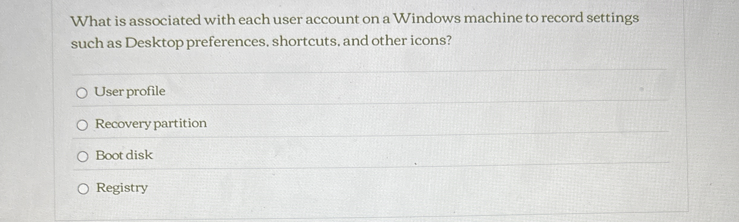 What is associated with each user account on a