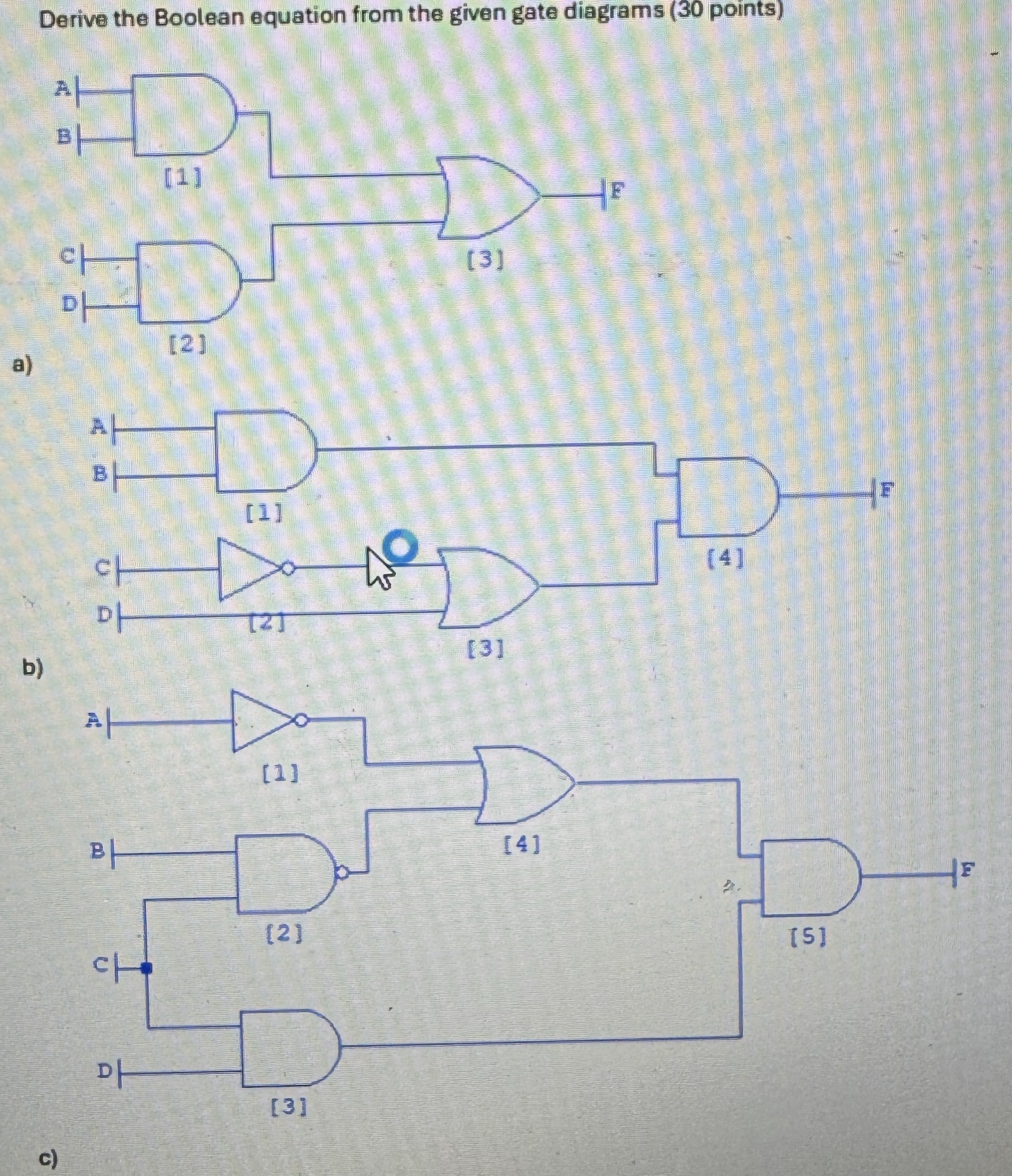 Derive the Boolean equation from the given gate